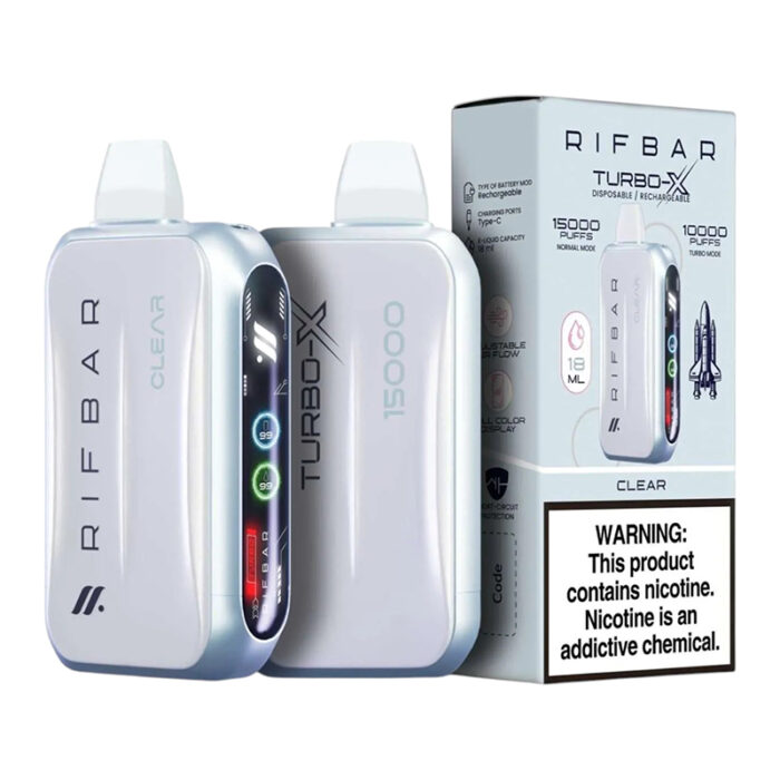 RIFBAR DISPOSABLE 15000PUFF CLEAR 3% - PACK OF 5