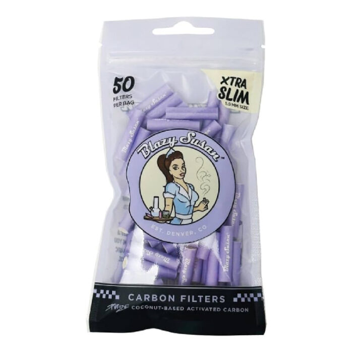 BLAZY SUSAN PURIZE ACTIVATED CARBON FILTER XTRA SLIM PURPLE- 50 PER BAG PCS