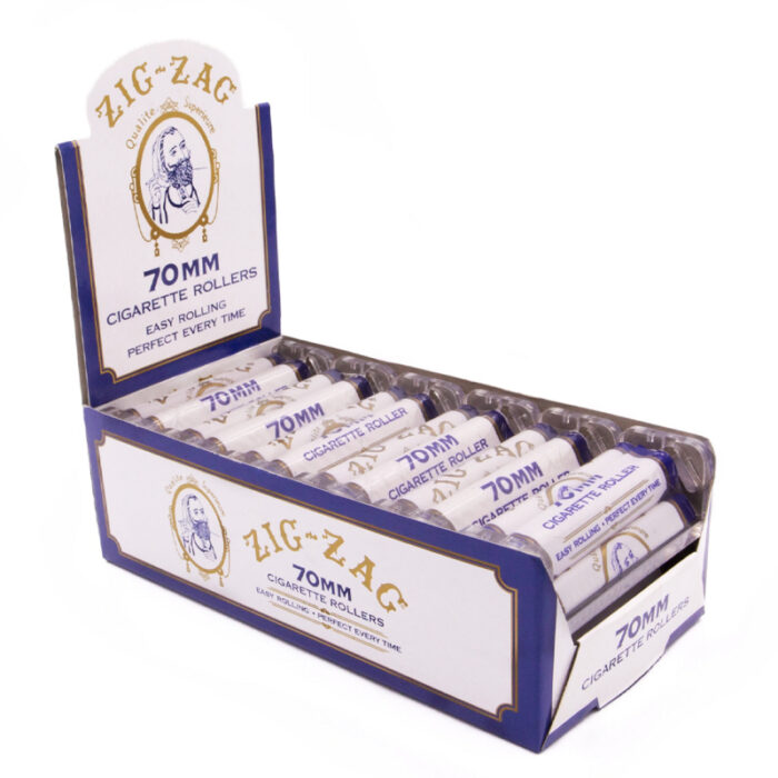 ZIG ZAG CIGARETTE ROLLERS 70MM FOR SINGLE WIDE (WHITE) BOX OF 12