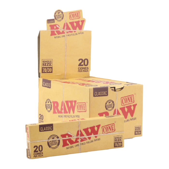 RAW CONE CLASSIC SINGLE SIZE 70/30- 20 PER PACK