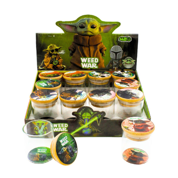 WEED WAR AIRTIGHT GLASS JAR WITH BAMBOO LID SMALL -BOX OF 12