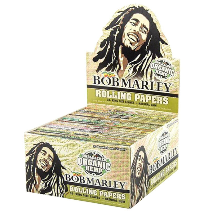 BOB MARLEY KING SIZE UNBLEACHED ORGANIC ROLLING PAPERS 50 PER BOX
