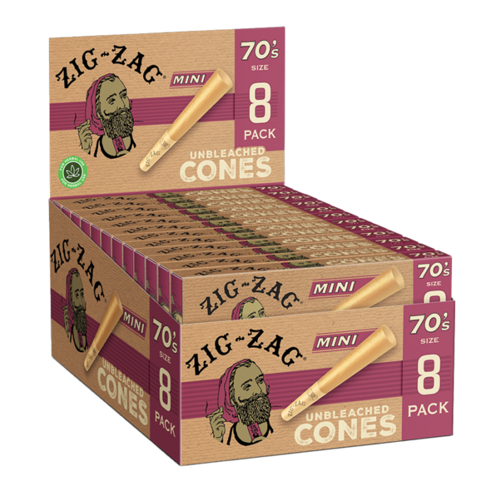ZIG ZAG CONE 70'S UNBLEACHED MINI PACK OF 8