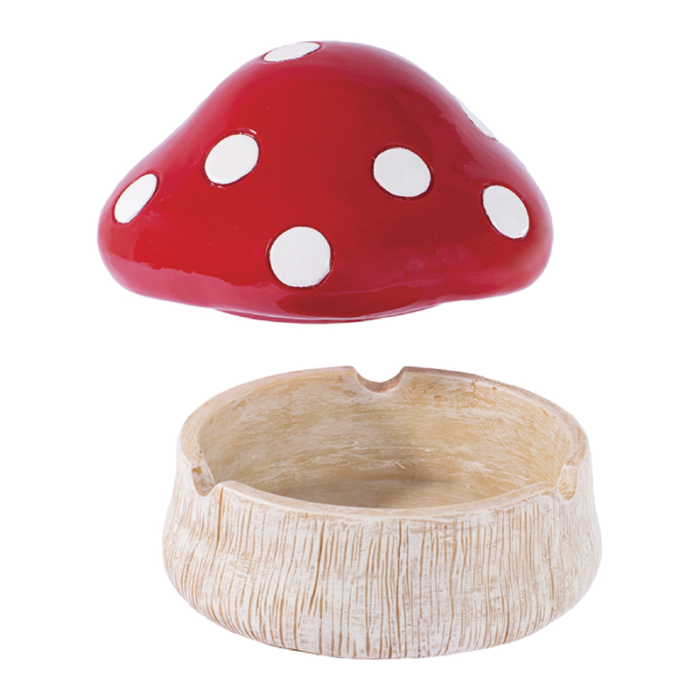 FUJIMA 4.75'' RED MUSHROOM COVERED ASHTRAY (LTC21)