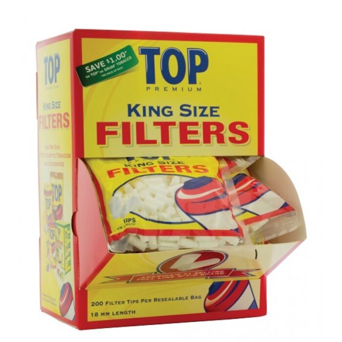 TOP KINGSIZE FILTERS 200 TIPS IN A BAG 16 PER BOX