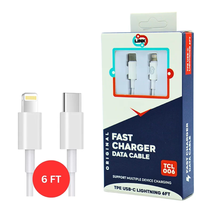LINK FAST CHARGER CABLE TPE TYPE-C TO IPHONE LIGHTNING 6FT (TCL006)