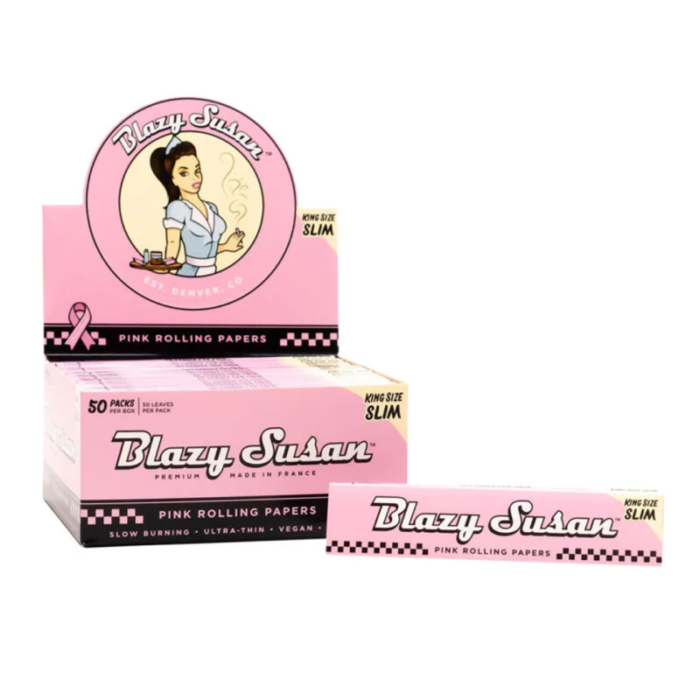 BLAZY SUSAN PINK ROLLING PAPER KING SIZE SLIM 50 PER BOX