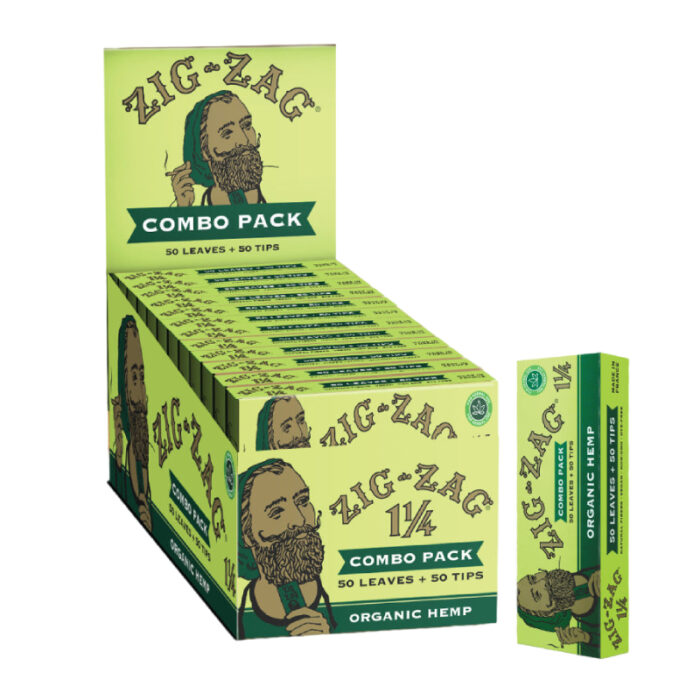 ZIG ZAG COMBO PACK 1.25 LEAVES & TIPS ORGANIC HEMP BOX OF 24 BOOKLETS