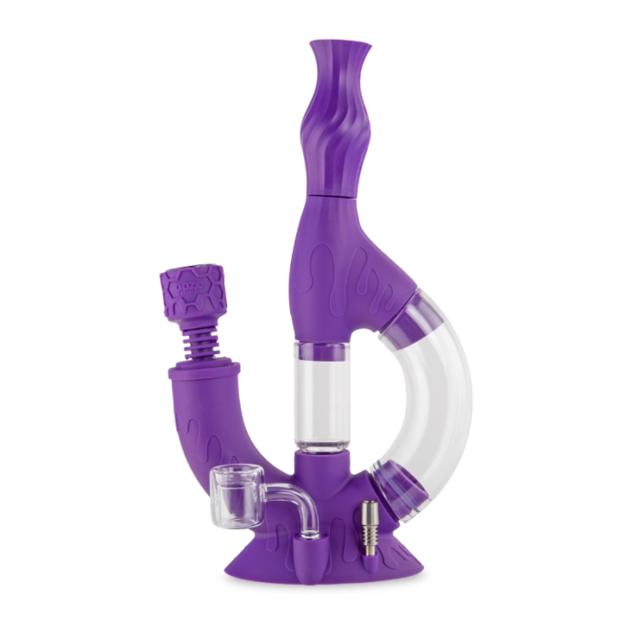 OOZE ECHO SILICON GLASS WATER PIPE & NECTAR COLLECTOR -PURPLE