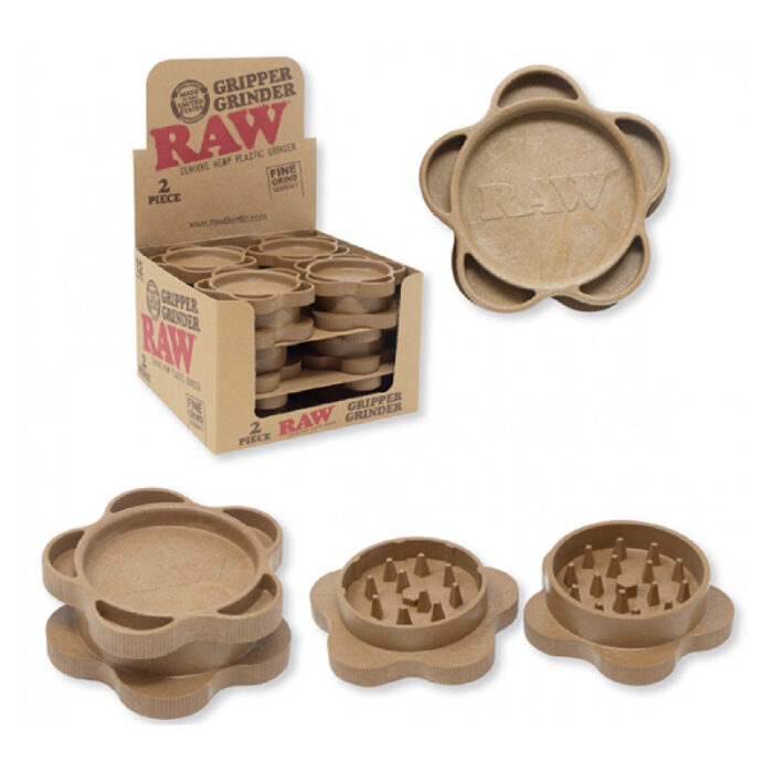 RAW 2 PC HEMP PLASTIC FINE GRIND GRINDER 12 DISPLAY