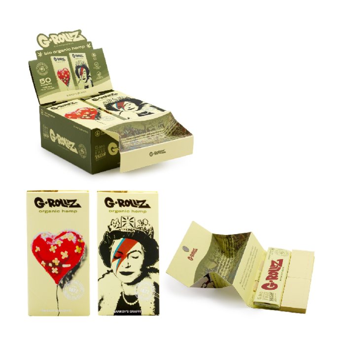 G-ROLLZ | BANKSY'S GRAFFITI KS SET - LIGHTLY DYED PINK - 50 KS PAPERS + TIPS & TRAY