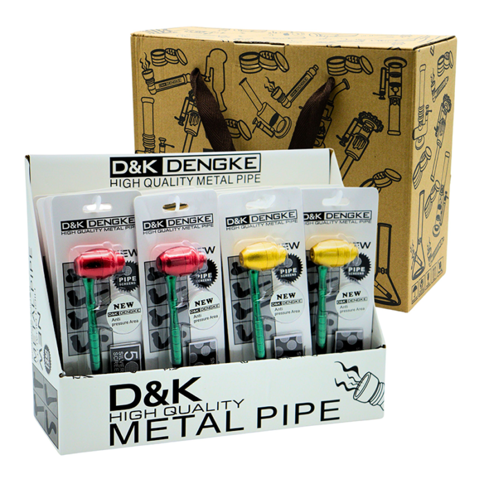 D&K ROSE SHAPE ALUMINUM WITH COVER & SCREEN HAND PIPIE MIXEDCOLOR -BOX OF 16 (DK8538)