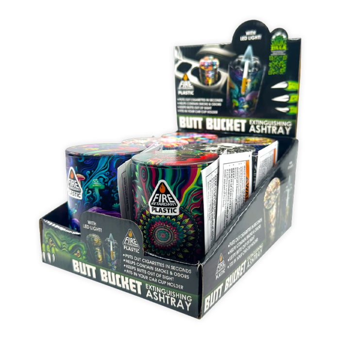 LED BUTT BUCKET MIX DESIGN ASH TRAY - PACK OF 6