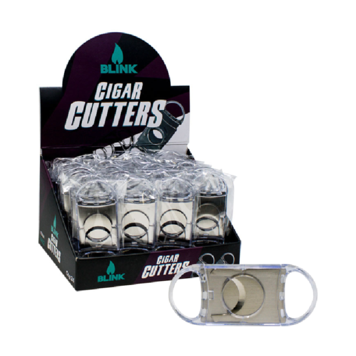BLINK CIGAR CUTTERS METAL BLADE WITH PLASTIC COVER & HENDLE -BOX OF 24 (SILVER-PAT23006)