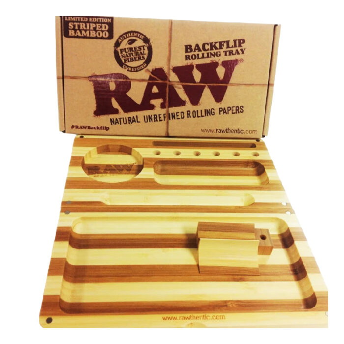 RAW BAMBOO STRIPED BACKFLIP ROLLING TRAY